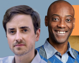 Headshots of Raffael Fasel and John Adenitire looking towards the camera.